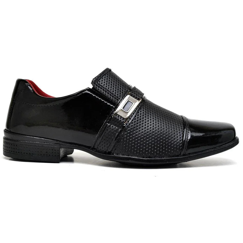 Sapato Social Sofistic Preto Verniz de Fivela Elegante axl