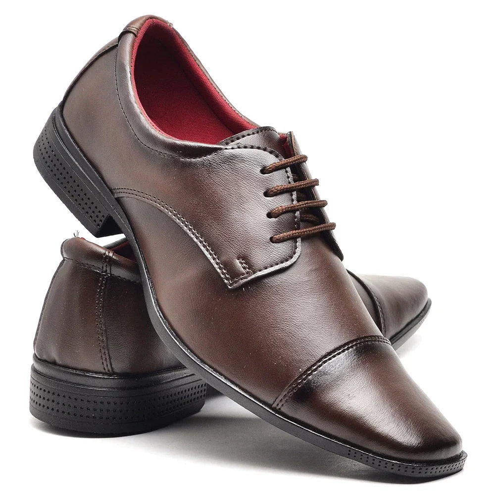 Sapato Social Sofistic Preto Fosco com Cadarço e Detalhe no Bico