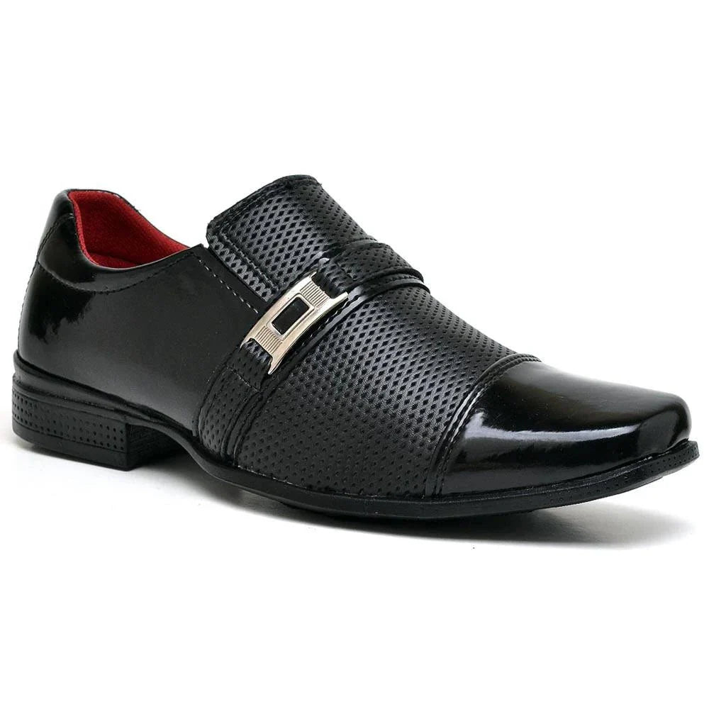 Sapato Social Sofistic Preto Verniz de Fivela Elegante axl