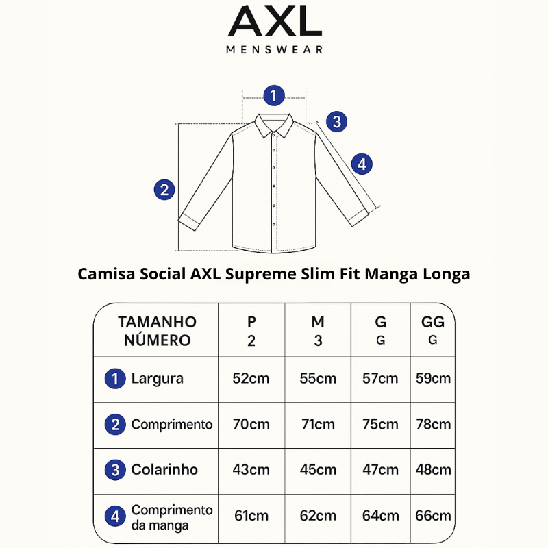 Camisa Social AXL Supreme Slim Fit Manga Longa