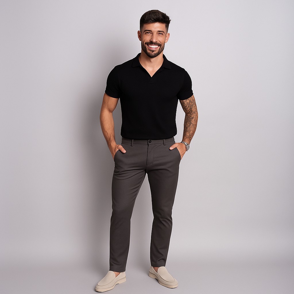 Polo Masculina Texturizada AXL — Elegância e Conforto Premium