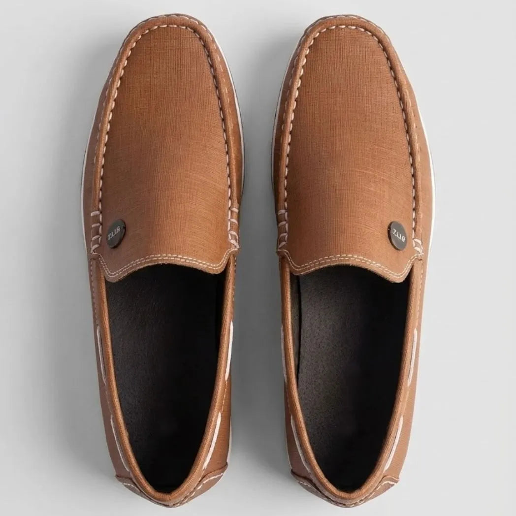 Mocassim Casual Canvas em Lona Marrom