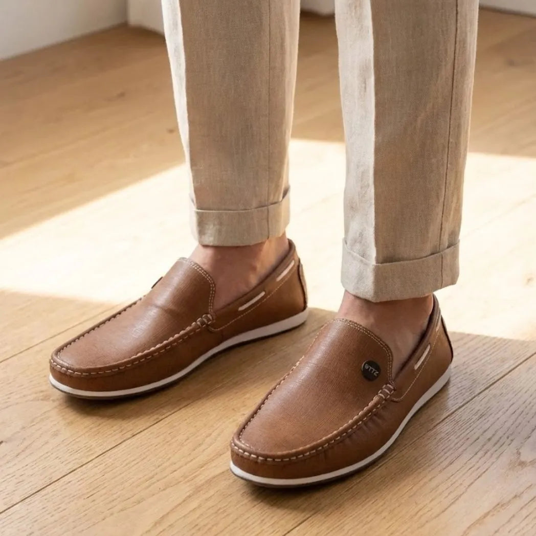 Mocassim Casual Canvas em Lona Marrom