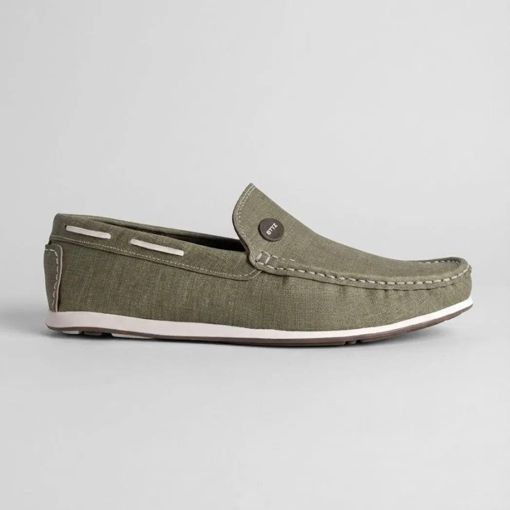 Mocassim Casual Canvas em Lona Verde