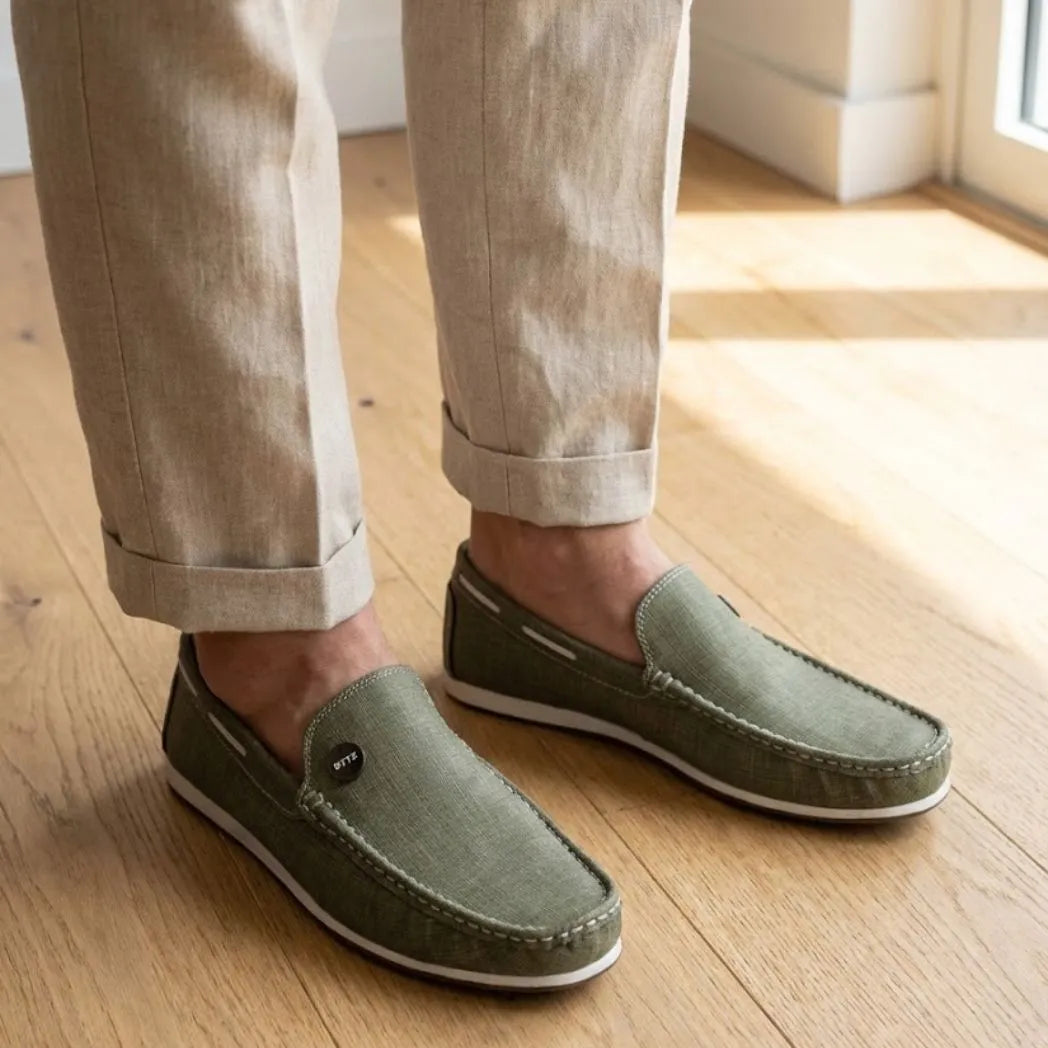 Mocassim Casual Canvas em Lona Verde