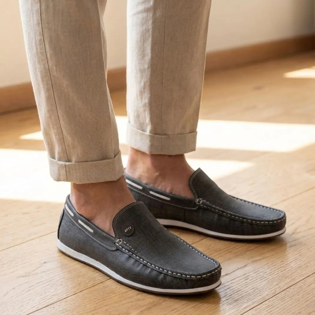 Mocassim Casual Canvas em Lona Cinza