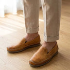 Mocassim Cognac de Couro Bege