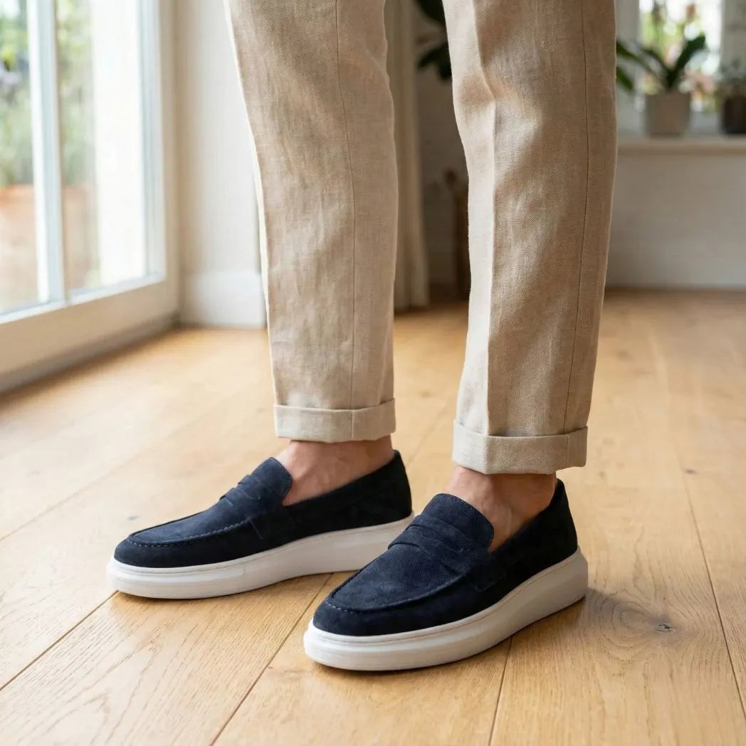 Mocassim Derby de Camurça Azul