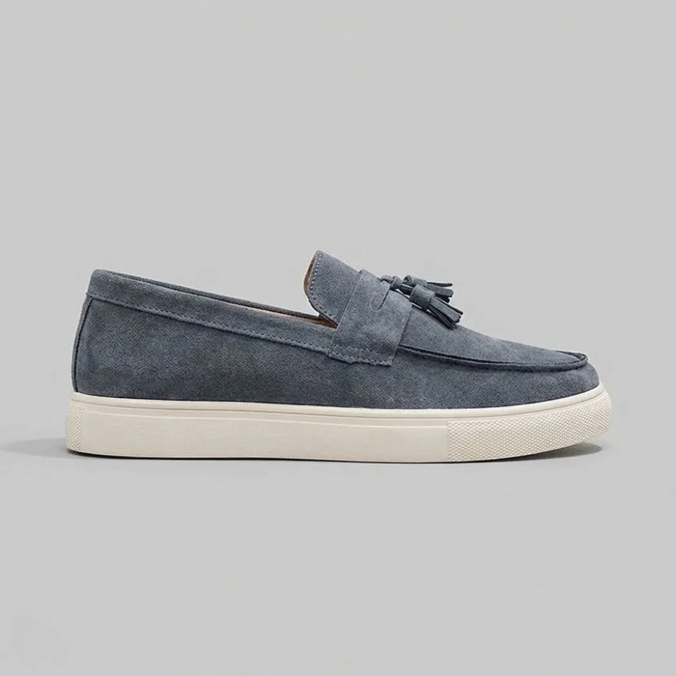 Mocassim Derby de Camurça com Guizos Cinza