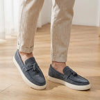 Mocassim Derby de Camurça com Guizos Cinza