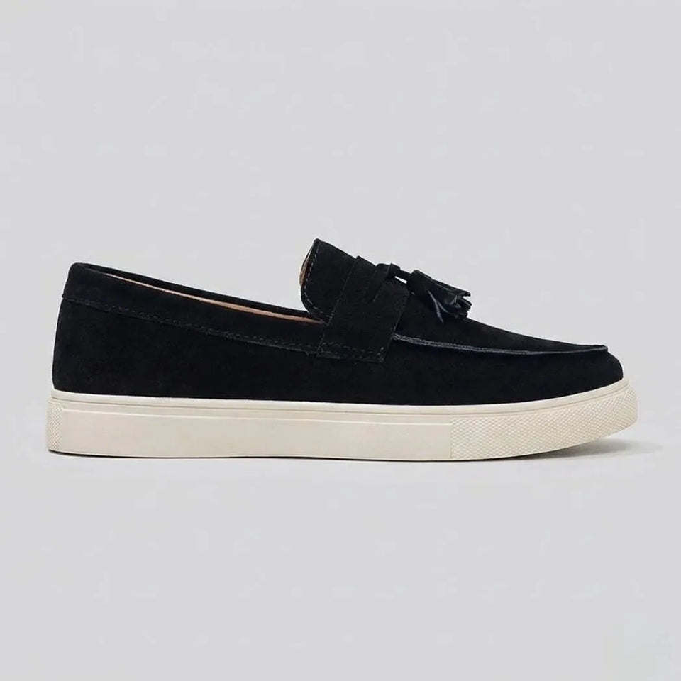 Mocassim Derby de Camurça com Guizos Preto
