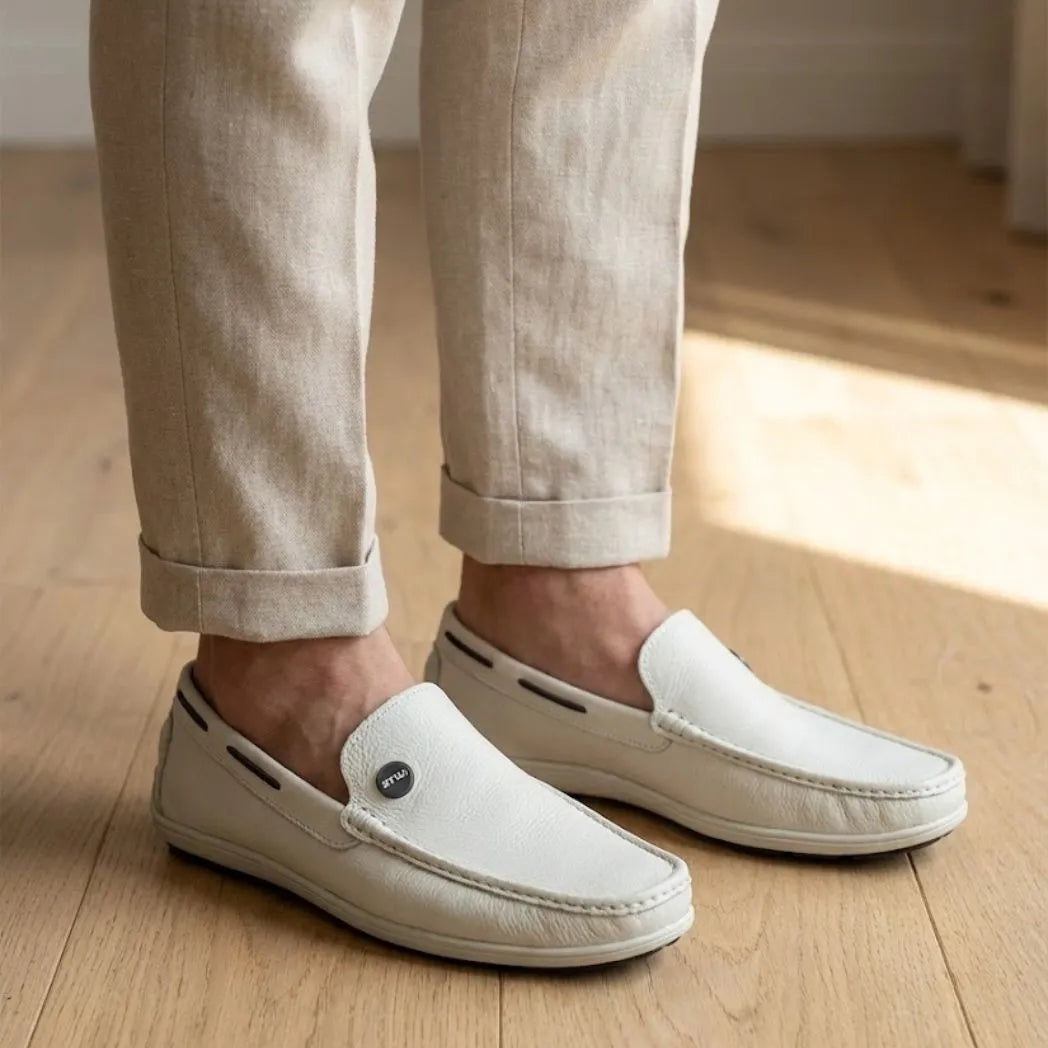 Mocassim Driver Cruise de Couro Branco