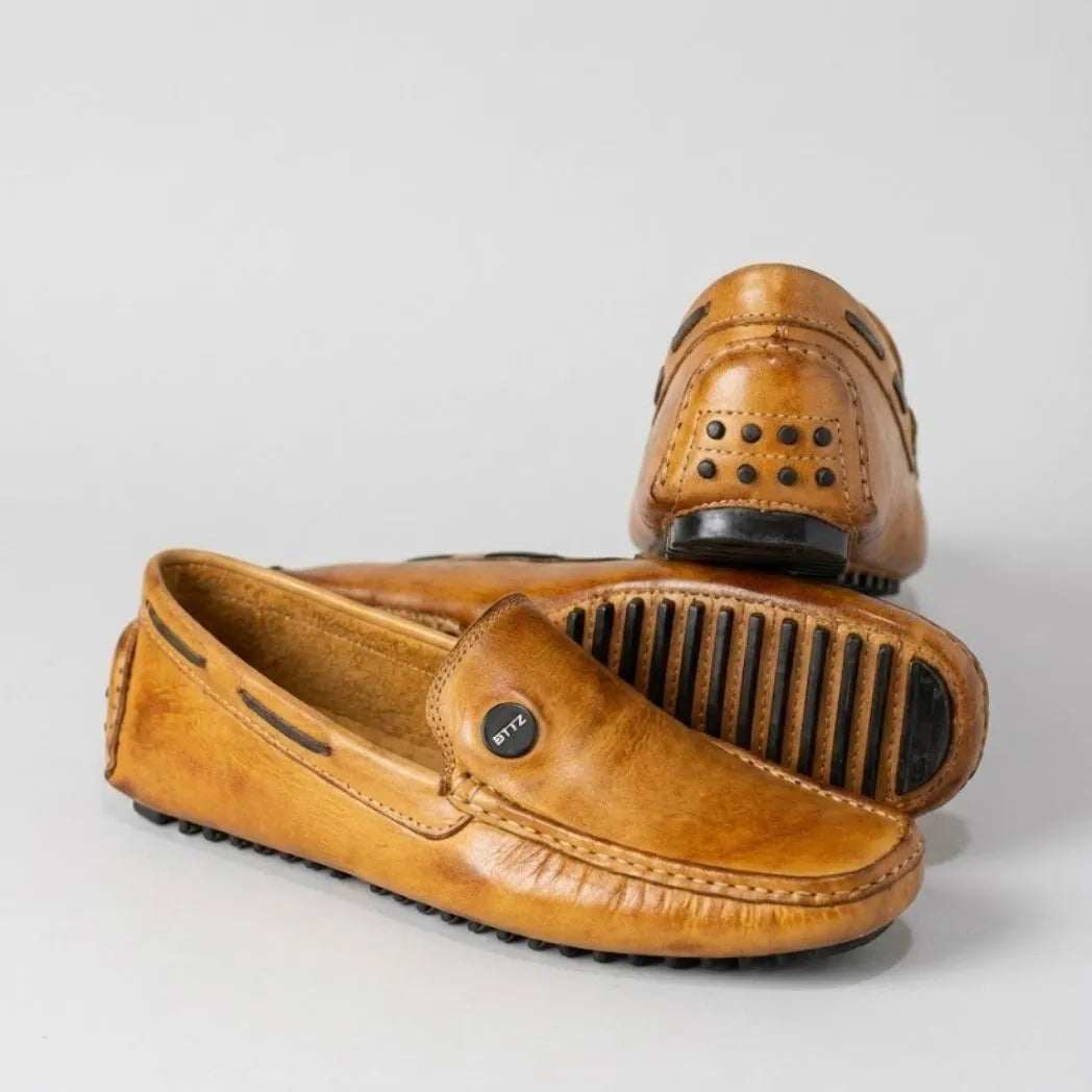Mocassim Driver Cruise de Couro Laranja