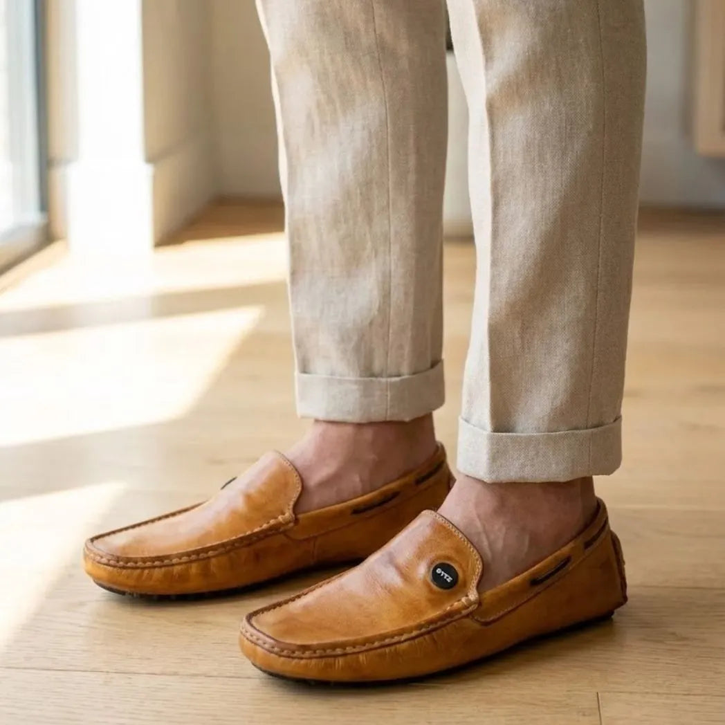 Mocassim Driver Cruise de Couro Laranja