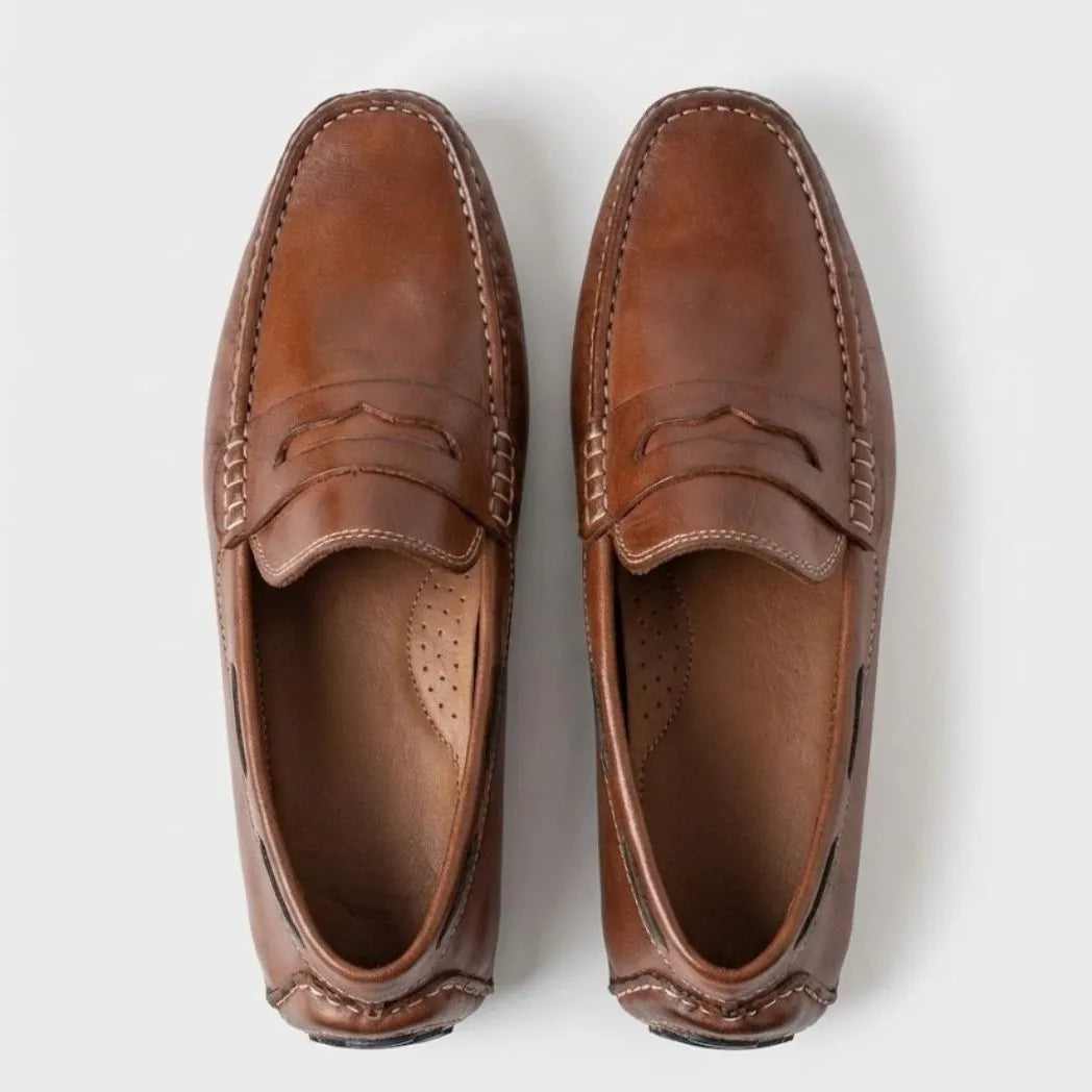Mocassim Driver Penny de Couro Marrom