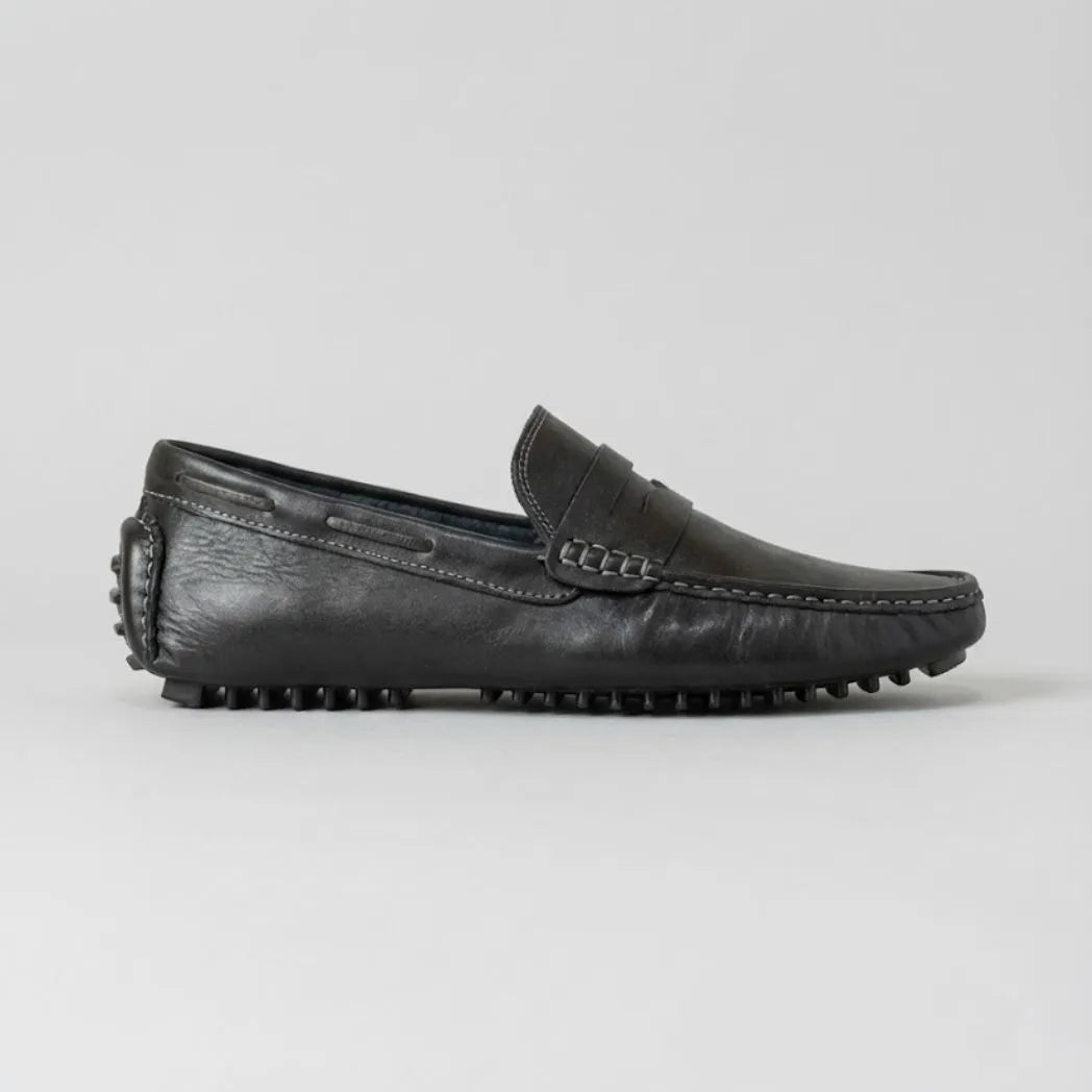 Mocassim Driver Penny de Couro Preto