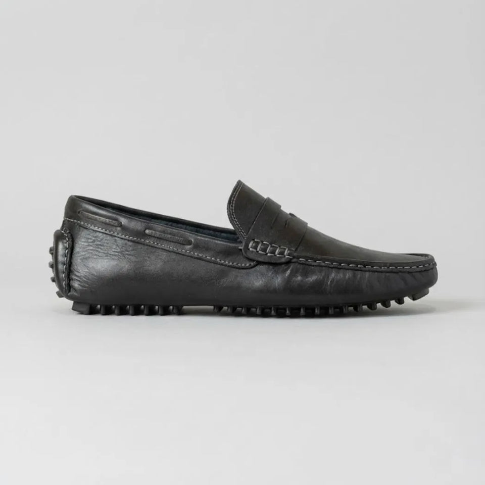 Mocassim Driver Penny de Couro Preto