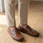 Mocassim Driver Penny de Couro Marrom