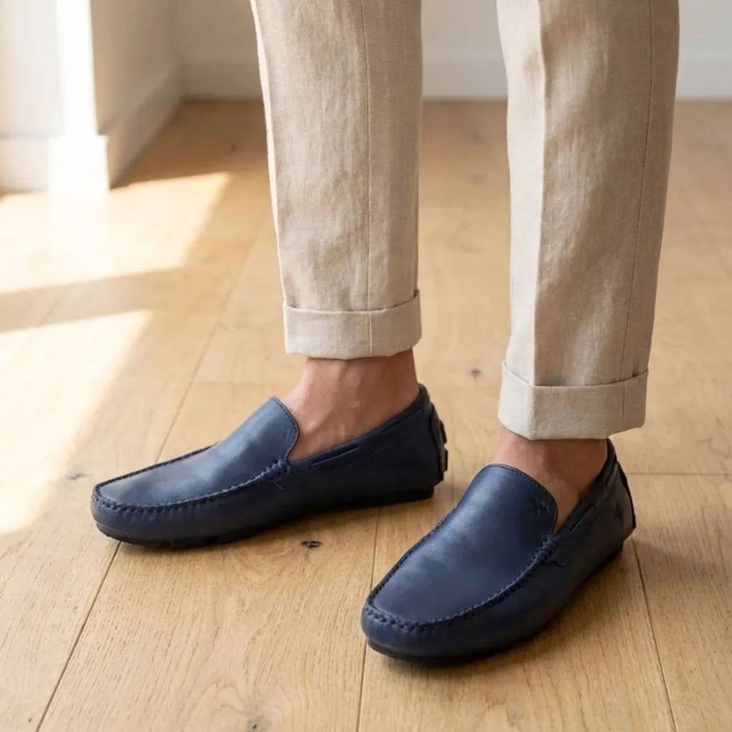 Mocassim Driver Vancouver de Couro Azul