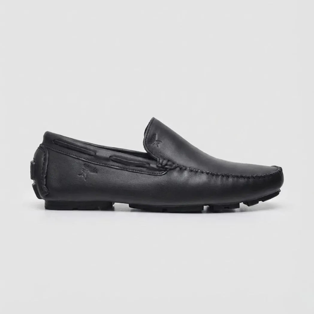 Mocassim Driver Vancouver de Couro Preto