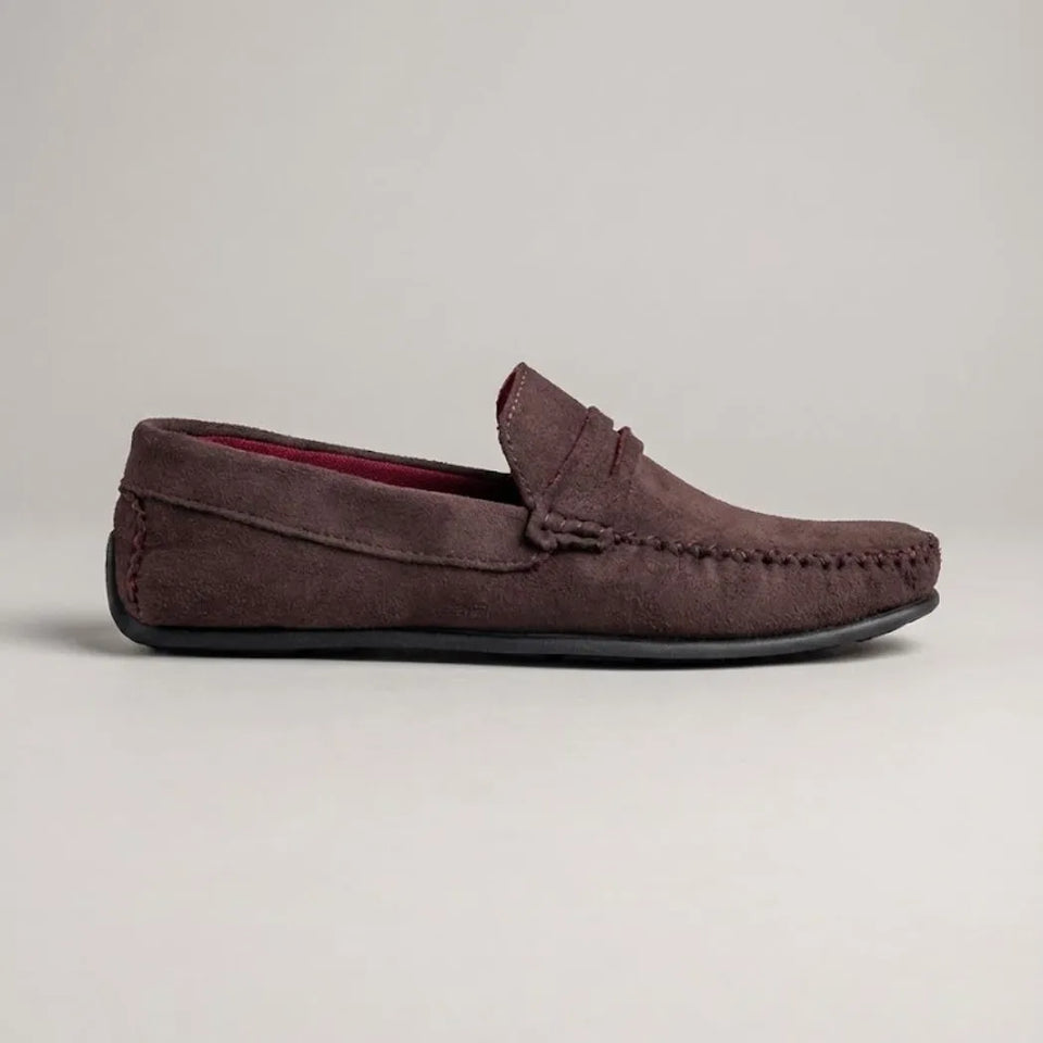 Mocassim Driver de Camurça Capri Tobacco Marrom Escuro