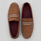 Mocassim Driver de Camurça Stripes Marrom