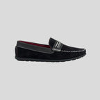 Mocassim Driver de Camurça Stripes Preto