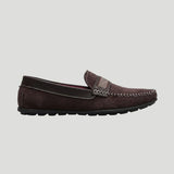 Mocassim Driver de Camurça Stripes Marrom Escuro