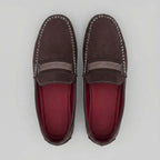 Mocassim Driver de Camurça Stripes Marrom Escuro