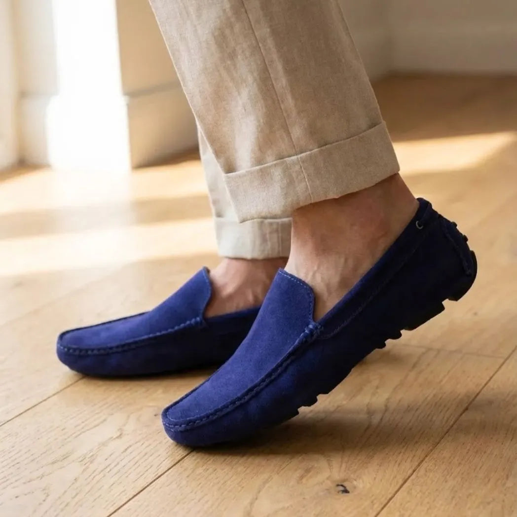 Mocassim Driver de Couro Capri Nero Azul