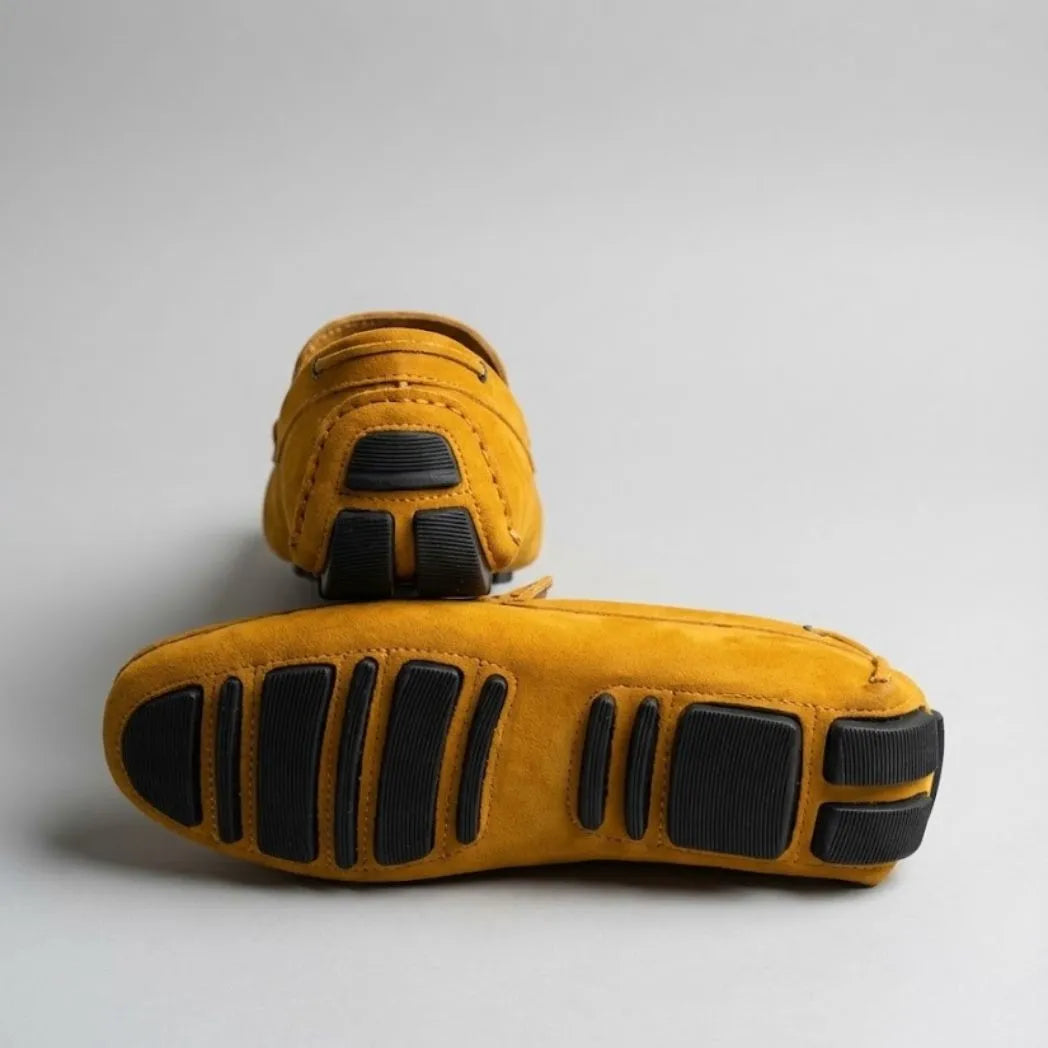 Mocassim Driver de Couro Capri Nero Amarelo