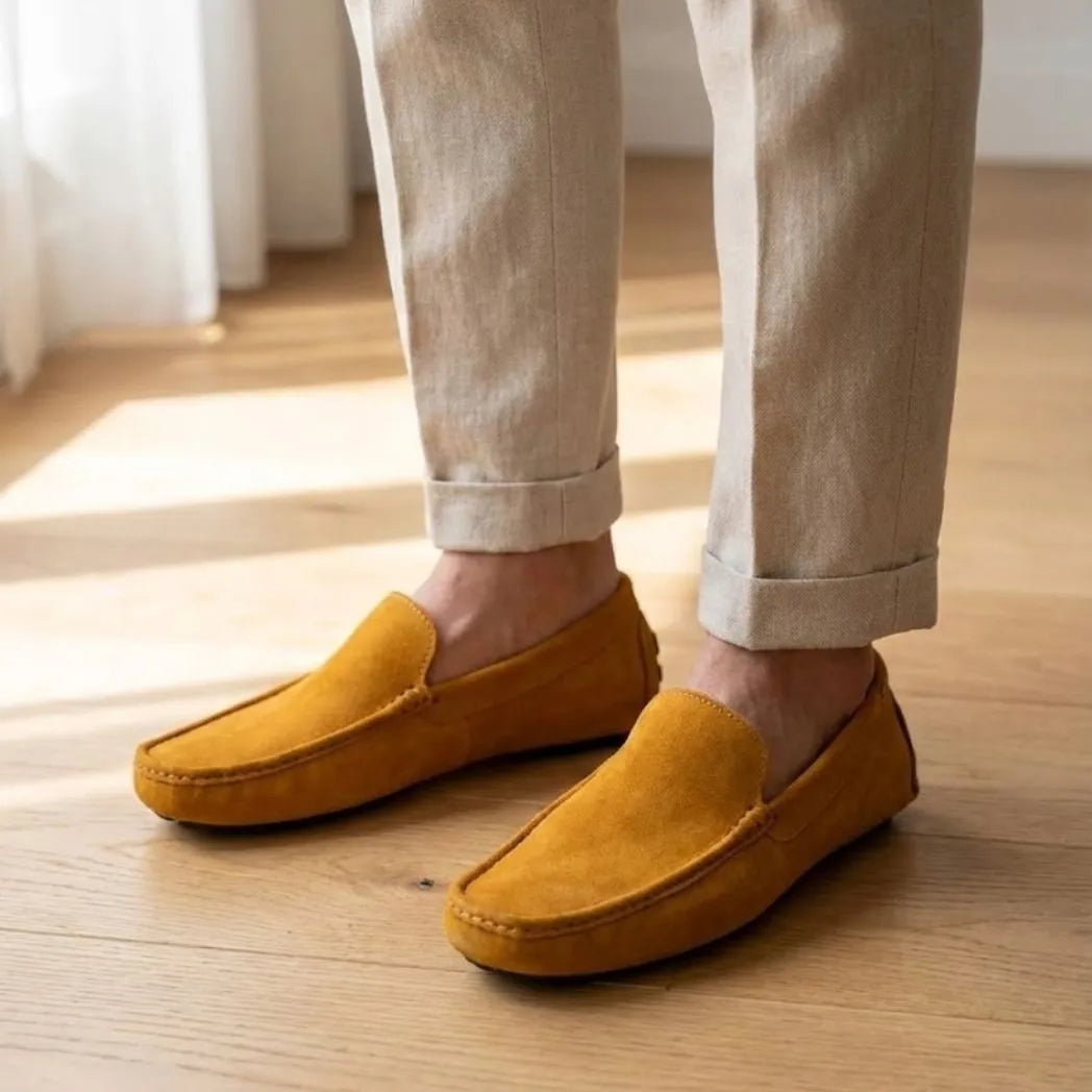Mocassim Driver de Couro Capri Nero Amarelo