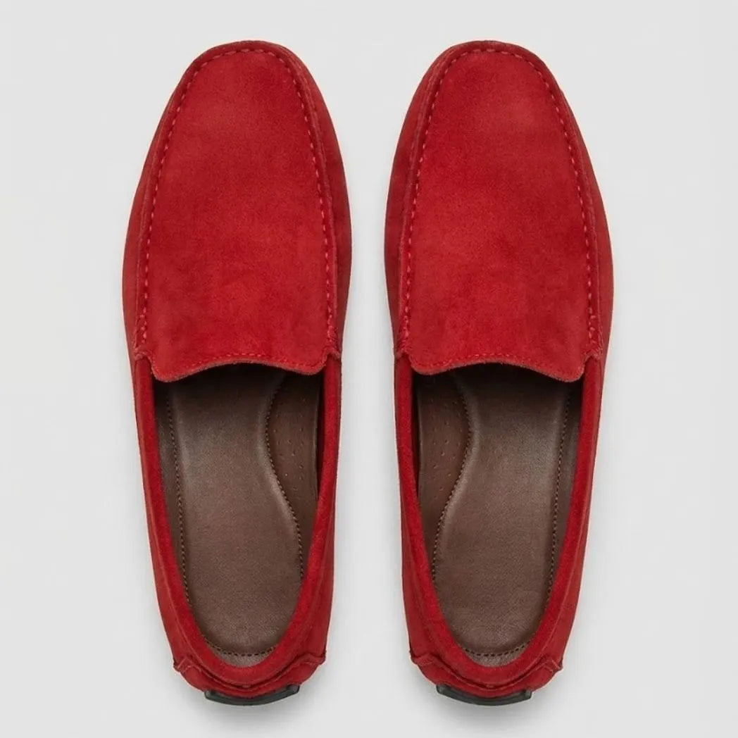 Mocassim Driver de Couro Capri Nero Vermelho