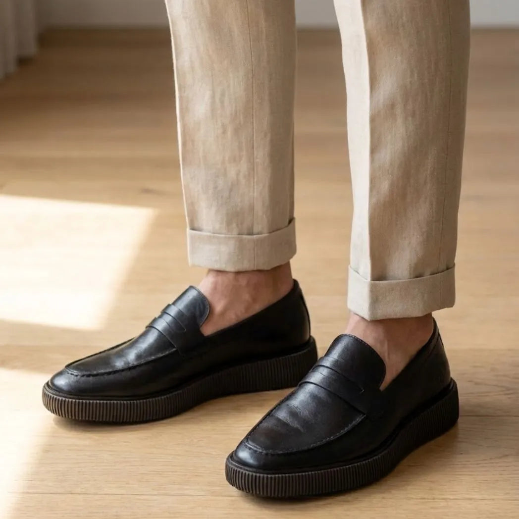 Mocassim Loafer Urban Londres de Couro All-Black