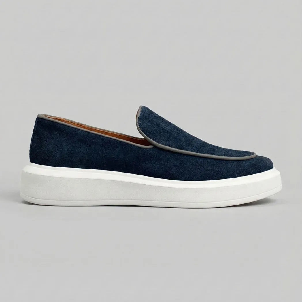 Mocassim Loafer de Camurça Vanguard Azul Marinho