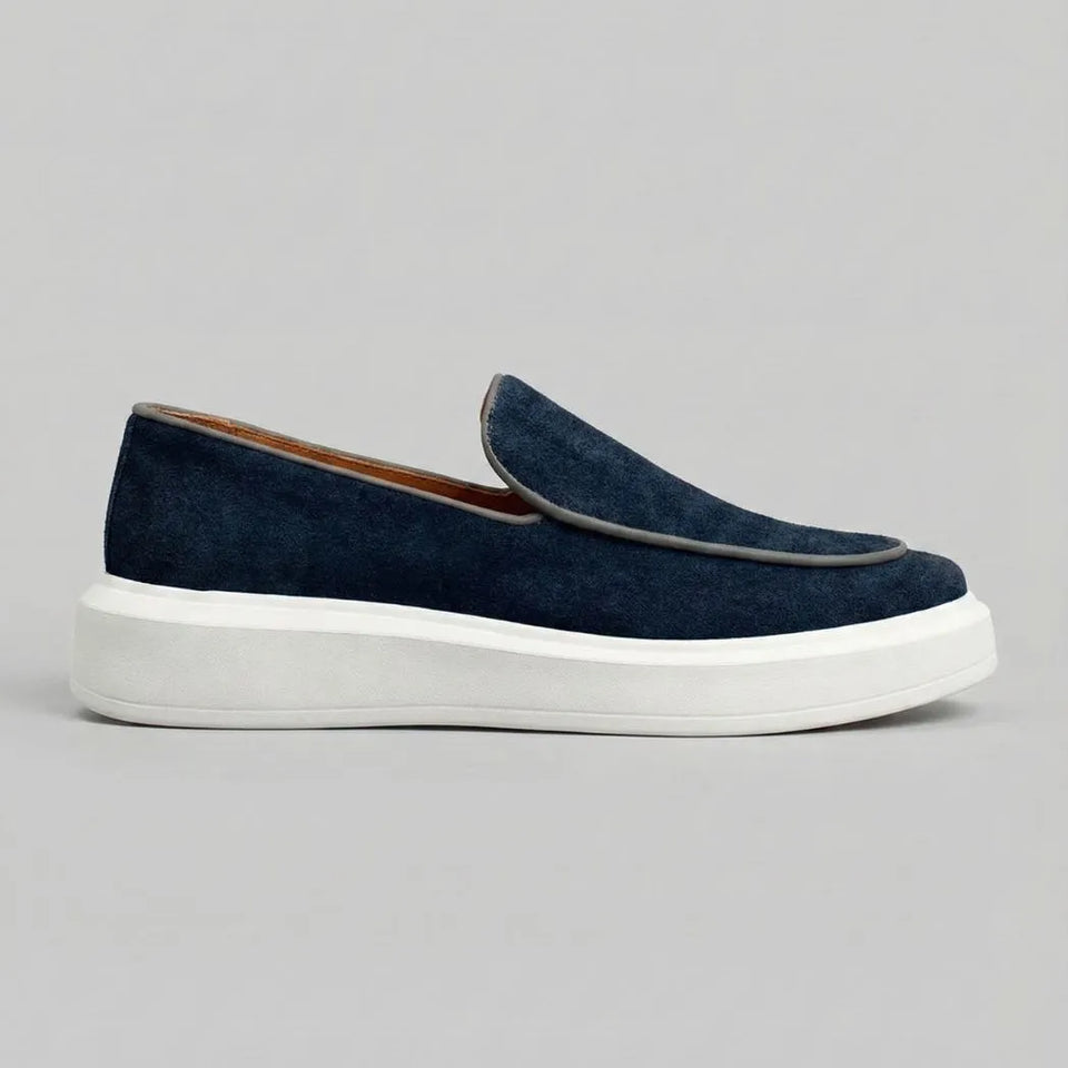 Mocassim Loafer de Camurça Vanguard Azul Marinho