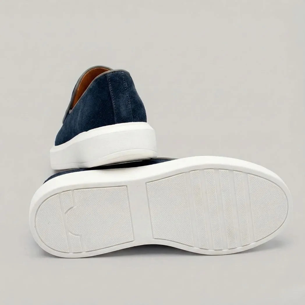 Mocassim Loafer de Camurça Vanguard Azul Marinho