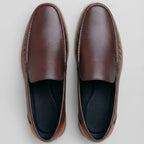 Mocassim Loafer de Couro Contrast Marrom