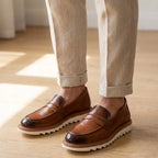 Mocassim Loafer de Couro Napoli Marrom