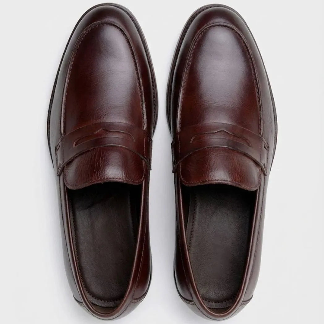 Mocassim Masculino Genova Loafer Couro Marrom Escuro