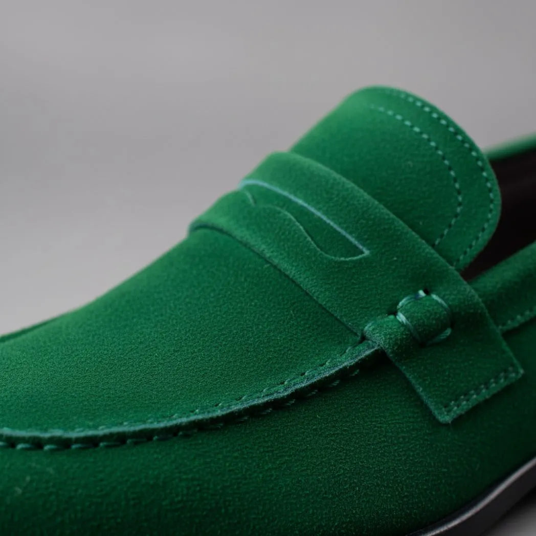 Mocassim Penny Loafer Milano Cognac Verde