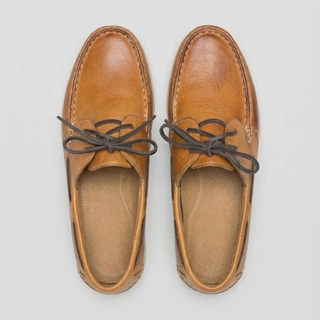 Mocassim Sider de Couro Bege