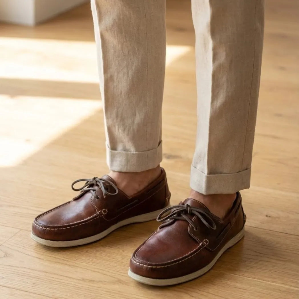 Mocassim Sider de Couro Marrom
