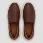 Mocassim Slip On Casual de Couro Marrom