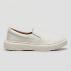 Mocassim Slip On Casual de Couro Branco