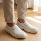 Mocassim Slip On Casual de Couro Branco