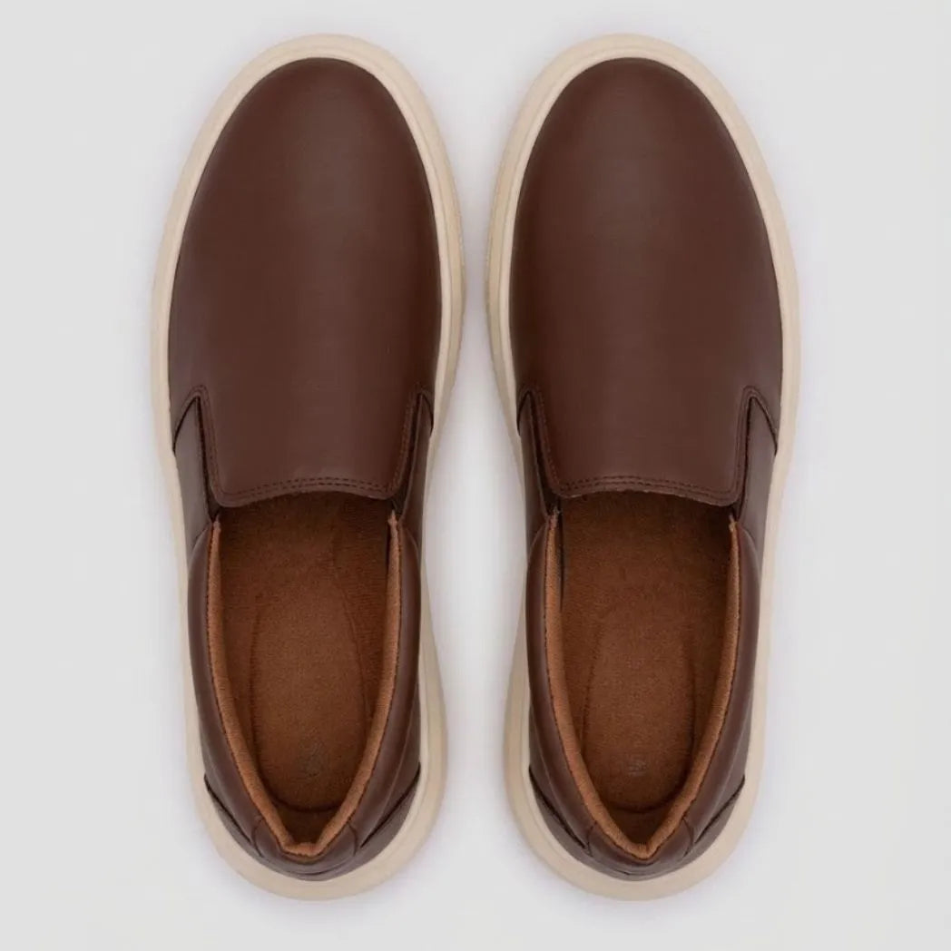 Mocassim Slip On Casual de Couro