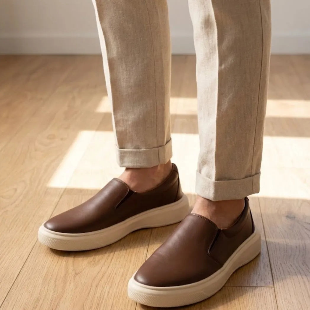 Mocassim Slip On Casual de Couro