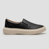 Mocassim Slip On Casual de Couro Preto