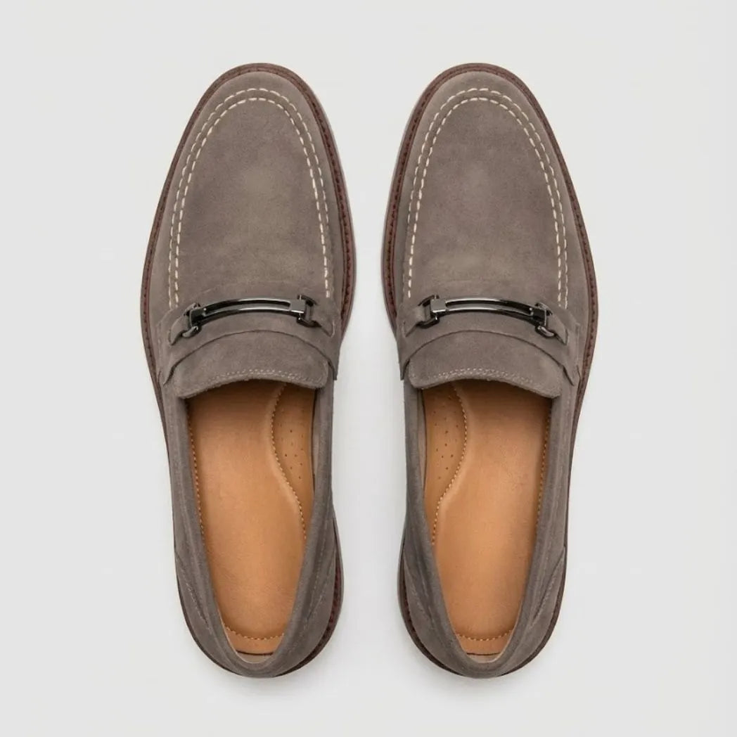 Mocassim Suede Tratorado de Camurça Cinza